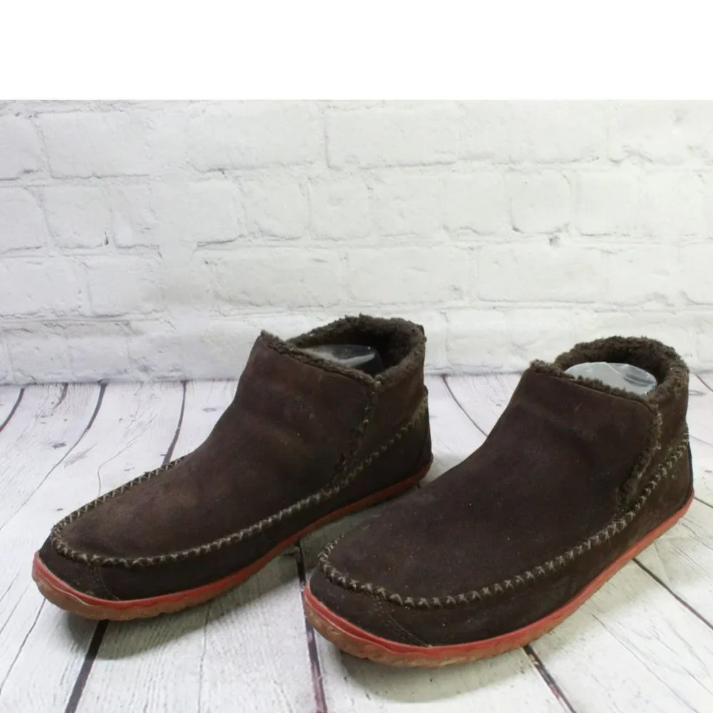 LL Bean Brown Suede Fleece Lined Mountain Moccasin Slippers Boot Size 10 M - Picture 2 of 9